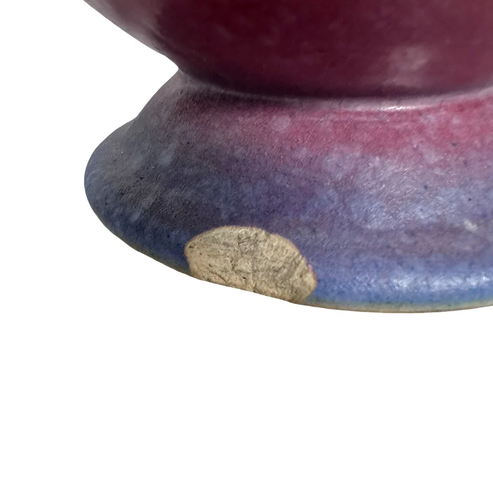 Vintage‎ Roseville Baneda Art Pottery Vase Pink Blue Floral Handles 606-7 READ
